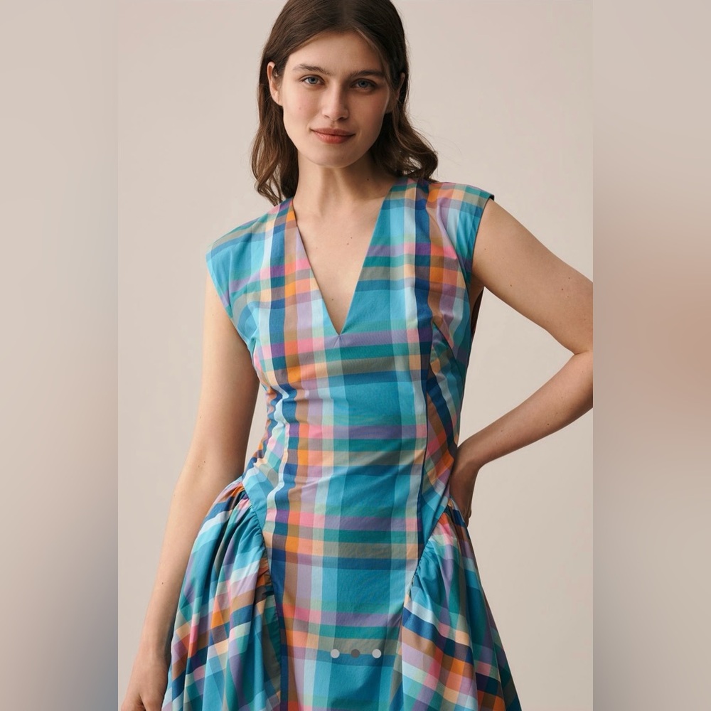 Maeve sleeveless V-neck Basque Waist Midi dress - Picture 4 of 11